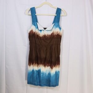 Renee C. Tie Dye Mini Dress Blue Brown Womens Sleeveless Summer